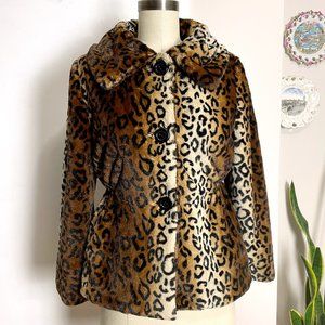 Sisters Outerwear leopard faux fur fitted jacket - size M